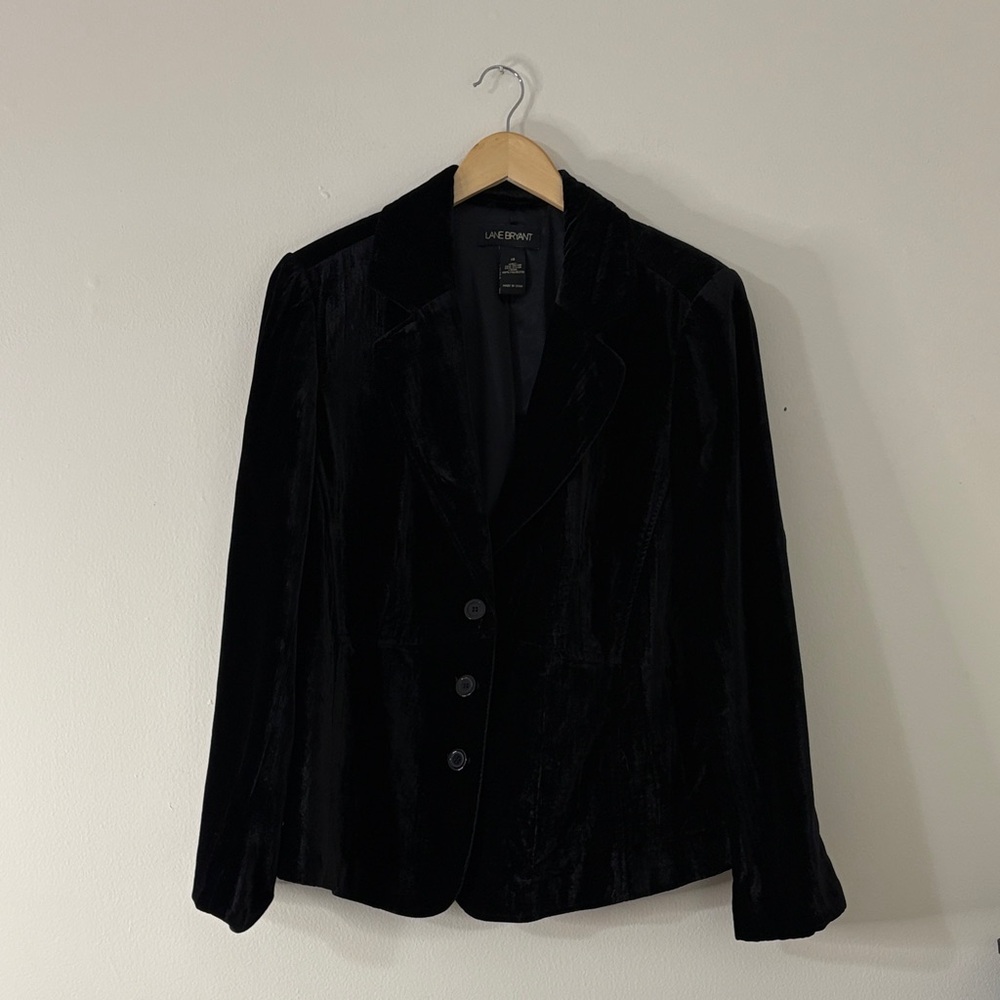 Y2K Lane Bryant Black Crushed Velvet Blazer Jacket Witch Whimsigoth Plus Size 18